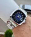 Kadranı Lacivert Kordonu Gümüş Renk 39 Mm Hediye Paketli Erkek Kol Saati