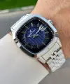 Kadranı Lacivert Kordonu Gümüş Renk 39 Mm Hediye Paketli Erkek Kol Saati