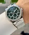 Kadranı Yeşil Kordonu Gümüş Renk 42 Mm Hediye Paketli Erkek Kol Saati