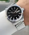 Kadranı Siyah Kordonu Gümüş Renk Hediye Paketli 40 Mm Erkek Kol Saati