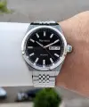 Kadranı Siyah Kordonu Gümüş Renk Hediye Paketli 40 Mm Erkek Kol Saati