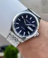 Kadranı Lacivert Kordonu Gümüş Renk Hediye Paketli 40 Mm Erkek Kol Saati