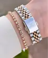 Kadranı Bordo Kordonu Rose Gümüş Renk 32,5 mm Takvimli Kadın Kol Saati ve Bileklik