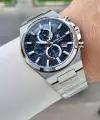 Kadranı Lacivert Kordonu Gümüş Renk Hediye Paketli 44 Mm Erkek Kol Saati