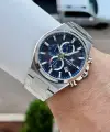 Kadranı Lacivert Kordonu Gümüş Renk Hediye Paketli 44 Mm Erkek Kol Saati
