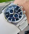 Kadranı Lacivert Kordonu Gümüş Renk Hediye Paketli 44 Mm Erkek Kol Saati