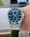 Kadranı Mavi Kordonu Gümüş Renk Hediye Paketli 44 Mm Erkek Kol Saati