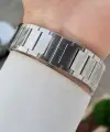 Kadranı Mavi Kordonu Gümüş Renk Hediye Paketli 44 Mm Erkek Kol Saati