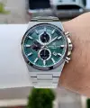Kadranı Yeşil Kordonu Gümüş Renk Hediye Paketli 44 Mm Erkek Kol Saati