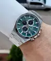 Kadranı Yeşil Kordonu Gümüş Renk Hediye Paketli 44 Mm Erkek Kol Saati