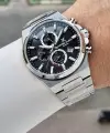 Kadranı Siyah Kordonu Gümüş Renk Hediye Paketli 44 Mm Erkek Kol Saati