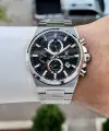 Kadranı Siyah Kordonu Gümüş Renk Hediye Paketli 44 Mm Erkek Kol Saati