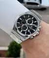 Kadranı Siyah Kordonu Gümüş Renk Hediye Paketli 44 Mm Erkek Kol Saati