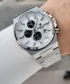 Gümüş Renk Hediye Paketli 44 Mm Erkek Kol Saati