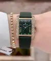 Kasası Gold Kordonu Yeşil Renk Kadın Kol Saati ve Bileklik