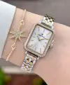 Gold Gümüş Renk Hediye Paketli 21 Mm Kadın Kol Saati ve Bileklik