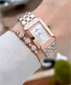 Rose Gümüş Renk Hediye Paketli 22 Mm Kadın Kol Saati ve Bileklik ve Bileklik
