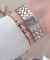 Rose Gümüş Renk Hediye Paketli 22 Mm Kadın Kol Saati ve Bileklik ve Bileklik