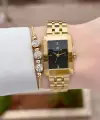Kadranı Siyah Kodronu Gold Renk Hediye Paketli 22 Mm Kadın Kol Saati ve Bileklik ve Bileklik
