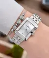 Gümüş Renk Hediye Paketli 22 Mm Kadın Kol Saati ve Bileklik ve Bileklik