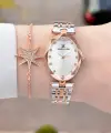 Rose Gümüş Renk Hediye Paketli 24 Mm Kadın Kol Saati ve Bileklik