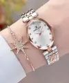 Rose Gümüş Renk Hediye Paketli 24 Mm Kadın Kol Saati ve Bileklik