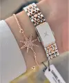 Rose Gümüş Renk Hediye Paketli 24 Mm Kadın Kol Saati ve Bileklik