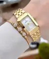 Gold Renk Hediye Paketli 22 Mm Kadın Kol Saati ve Bileklik ve Bileklik