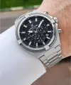 Kadranı Siyah Kordonu Gümüş Renk 44 Mm Hediye Paketli İç Göstergeleri Aktif Erkek Kol Saati