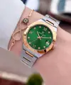 Kadranı Yeşil Kordonu Rose Gümüş Renk 30 Mm Kadın Kol Saati ve Bileklik