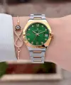 Kadranı Yeşil Kordonu Rose Gümüş Renk 30 Mm Kadın Kol Saati ve Bileklik