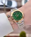 Kadranı Yeşil Kordonu Rose Gümüş Renk 30 Mm Kadın Kol Saati ve Bileklik