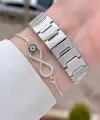 Gümüş Renk 30 Mm Kadın Kol Saati ve Bileklik