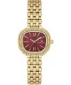 Kadranı Bordo Kordonu Gold Renk 27 Mm Hediye Paketli Kadın Kol Saati ve Bileklik