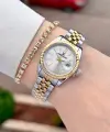 Gold Gümüş Renk 28 Mm Hediye Paketli Kadın Kol Saati ve Bileklik