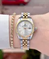 Gold Gümüş Renk 28 Mm Hediye Paketli Kadın Kol Saati ve Bileklik