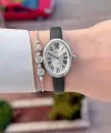 Kasası Gümüş Kordonu Siyah Renk Hediye Paketli 22 Mm 5 ATM Kadın Kol Saati