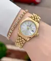 Gold Renk 28 Mm Hediye Paketli Kadın Kol Saati ve Bileklik