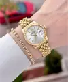 Gold Renk 28 Mm Hediye Paketli Kadın Kol Saati ve Bileklik