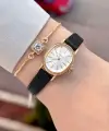 Kasası Gold Kordonu Siyah Renk Hediye Paketli 20 Mm 5 ATM Kadın Kol Saati