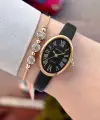 Kasası Gold Kordonu Siyah Renk Hediye Paketli 22 Mm 5 ATM Kadın Kol Saati