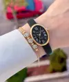 Kasası Gold Kordonu Siyah Renk Hediye Paketli 22 Mm 5 ATM Kadın Kol Saati