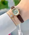 Kasası Gold Kordonu Kahverengi Renk Hediye Paketli 20 Mm 5 ATM Kadın Kol Saati