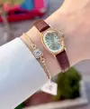 Kasası Gold Kordonu Kahverengi Renk Hediye Paketli 20 Mm 5 ATM Kadın Kol Saati
