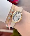 Kasası Gold Kordonu Krem Renk Hediye Paketli 22 Mm 5 ATM Kadın Kol Saati