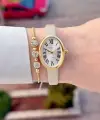 Kasası Gold Kordonu Krem Renk Hediye Paketli 22 Mm 5 ATM Kadın Kol Saati