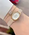 Kasası Gold Kordonu Krem Renk Hediye Paketli 20 Mm 5 ATM Kadın Kol Saati