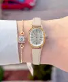 Kasası Gold Kordonu Krem Renk Hediye Paketli 20 Mm 5 ATM Kadın Kol Saati