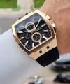 41 Mm Kasası Rose Kordonu Siyah Renk İç Göstergeleri Aktif Erkek Kol Saati
