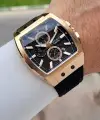 41 Mm Kasası Rose Kordonu Siyah Renk İç Göstergeleri Aktif Erkek Kol Saati
